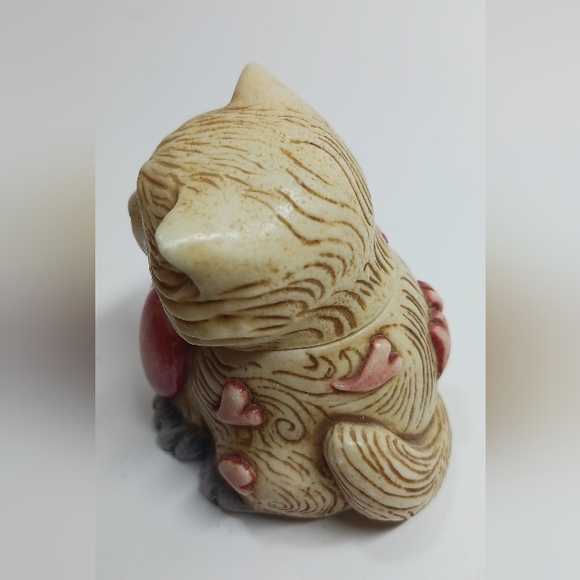 VINTAGE 2001 POT BELLY "VALENTINO" VALENTINE CAT FIGURE TRINKET BOX - Picture 2 of 7